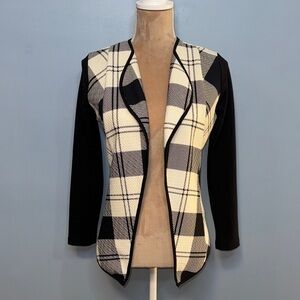 Olive Tree Chic Black and White Plaid Women's Blazer Size Small
